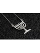 שרשרת חנוכיות שבעת סניפים מזהב לבן, מתנות חתונה יהודיות, ישרא